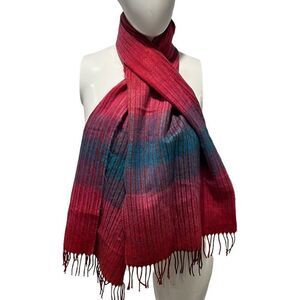 Descours Paris multi color wool/ mohair blend fringe scarf